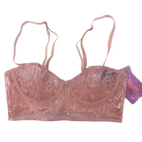 NWT Savage X Fenty Women's Curvy Plastic Bustier Bra in Shy Pink Size Small