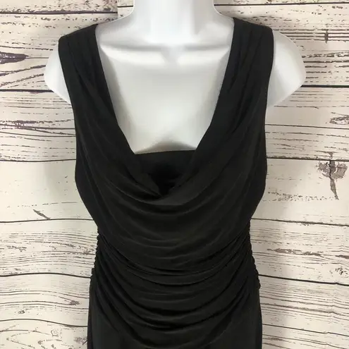 R & M Richards Dressy Cowl neck sleeveless wide legged jumpsuit in black size 6