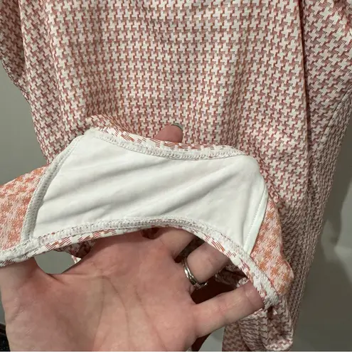 ANDIE Size Large The Amalfi One-Piece Swim Dress in Peach Houndstooth Modest