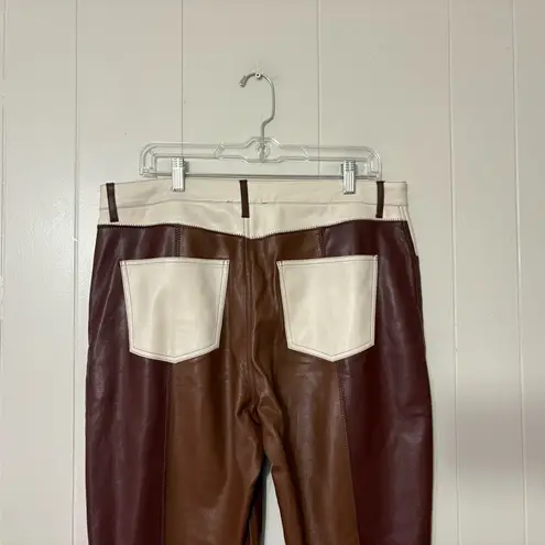 Nanushka Vinni Patchwork Vegan Leather Pants Brown Size XL LuxeTrousers