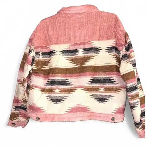 Umgee  Pink Corduroy Cropped Flannel SW Jacket size Medium - Image 4