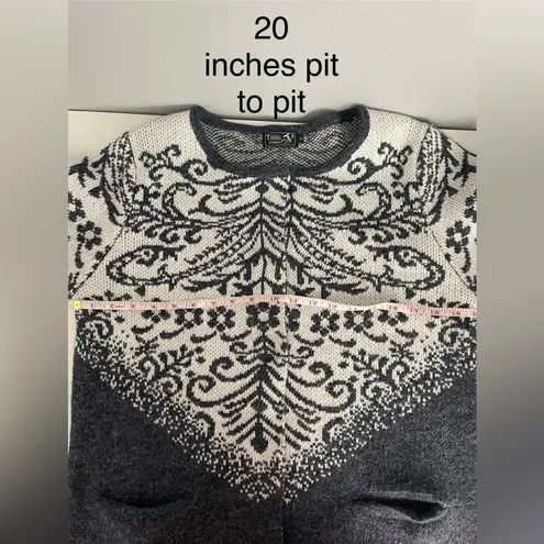 Tivoli of Ireland Nordic Fair Isle Longline Cardigan with Pockets Gray Size M