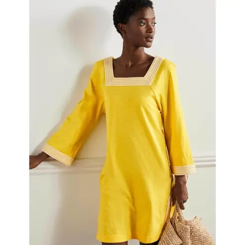 Boden USA Boden Dress Tunic Women's Size 14R Yellow Embroidered Beach Resort Wear Comfort