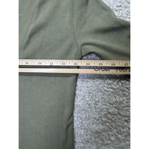 NWT Monrow Green Long Sleeve Ribbed V Neck Pullover Size XS New Women's