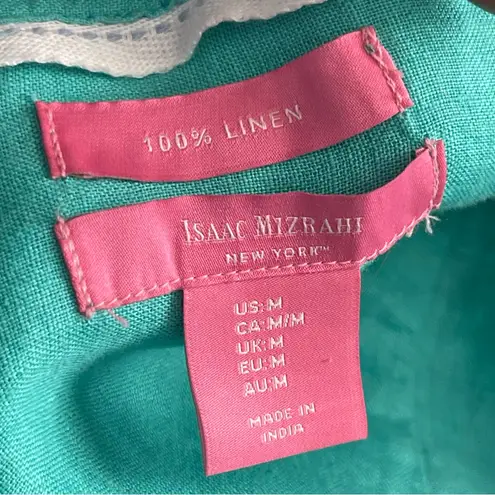 Isaac Mizrahi  | Aqua 100% Linen Button Down Blouse Sz M thumbnail 6
