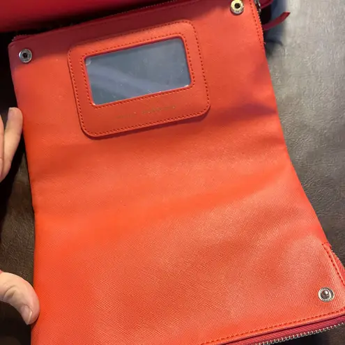 Stella & Dot Red Laser Cut Perforated Tote Bag With Matching Pouch