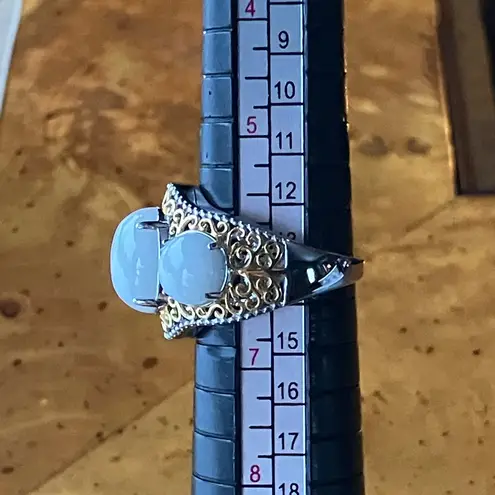 Natural Jade Ring Size 6 Silver