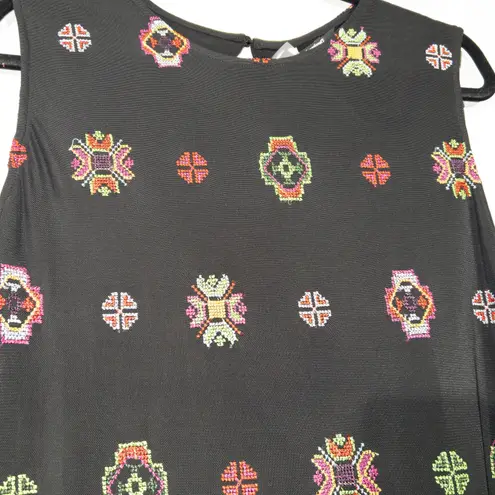 Desigual NWT Black Embroidered Shift Dress Size 46 / 12 US