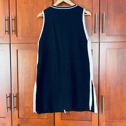 Talbots Sweater Vest Tie Front Long Black Size Large