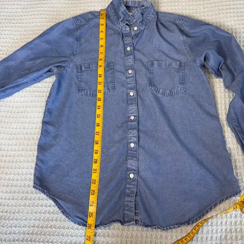 Lucky Brand  Split Back Chambray Button Down Shirt Womens Small Tencel Denim Top