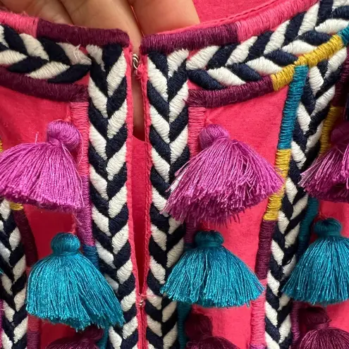 Figue Tassel Tunic Top Embroidered Cotton Pink Size M Size M