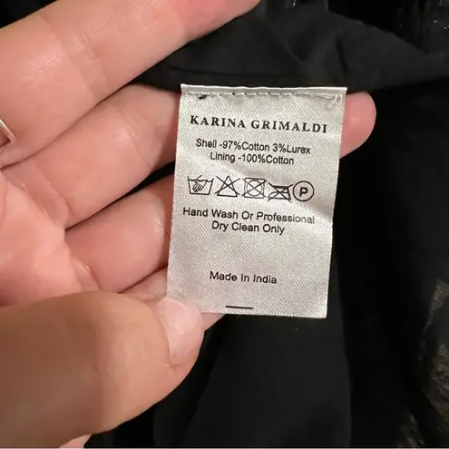 Karina Grimaldi Fannie black gold striped sleeveless wrap midi dress Small