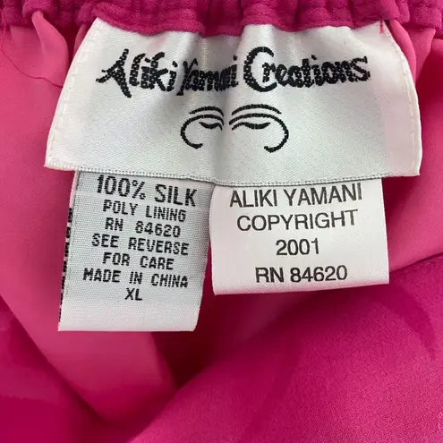 Aliki Jamai Early 2000's 2001 Pink Orange Floral Ruffle Midi 100% Silk Skirt XL