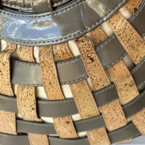 Sondra Roberts 2 Woven Cork Crescent Shoulder Bag Purse Basket Weave Tote Brown - Image 4