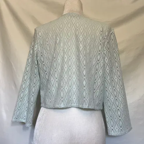 Denim & Co Diecut Shrug Womens Top Sz S Coquette Pastel Cottage Tie Ballet Boho Green