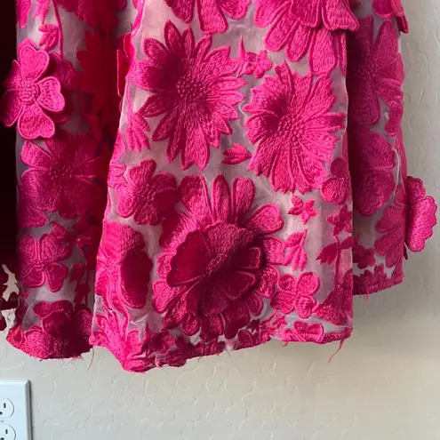 Helsi Embroidered Floral Pink Strapless Lace Up Corset Back Midi Gown Size XL - Image 11