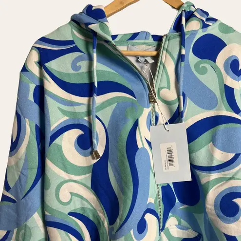 Hill House  The Allie Zip-Up Jacket in Ocean Kaleidoscope Print Size S