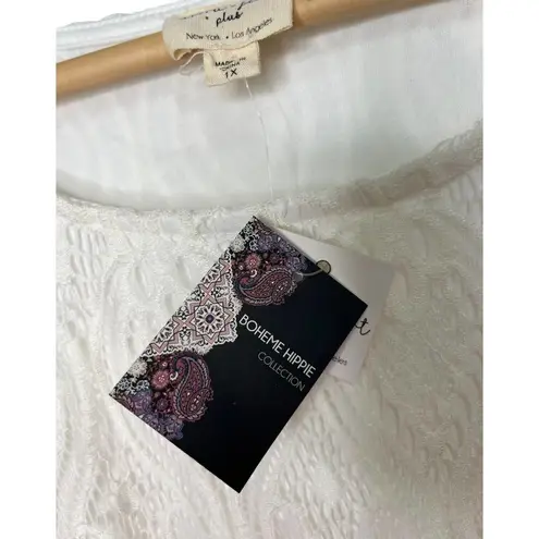 Ultra Flirt New Dress Womens 1X Lace Overlay Cold Shoulder Long Sleeve Ivory