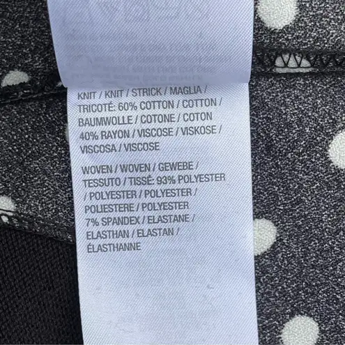 Isaac Mizrahi Live! Mixed Media Layered Look Top Black Polka Dots Sz M