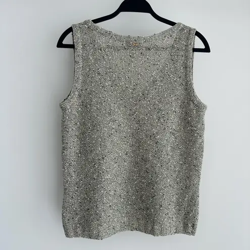 St. John Sport Sweater Vest Womens Medium Gray Textured Knit Wool Boucle Tank Top
