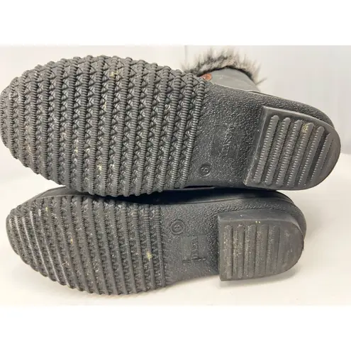 Itasca Rubber‎ Duck Boots Women's Black Gray Brown Fur Inside Lace Up Size 8