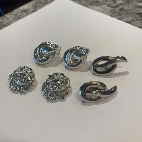 Lot Of 3 Signed Costume Earrings Vintage • Clip On Clipons Napier Lisner Napier