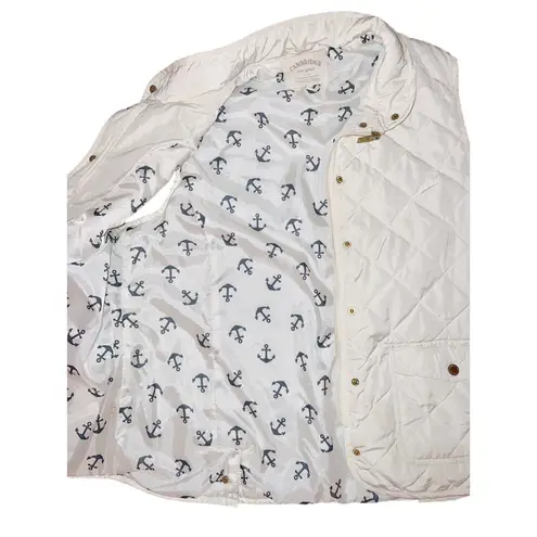 Cambridge Dry Goods Quilted White Anchor Vest XL Nautical Coastal Preppy EUC