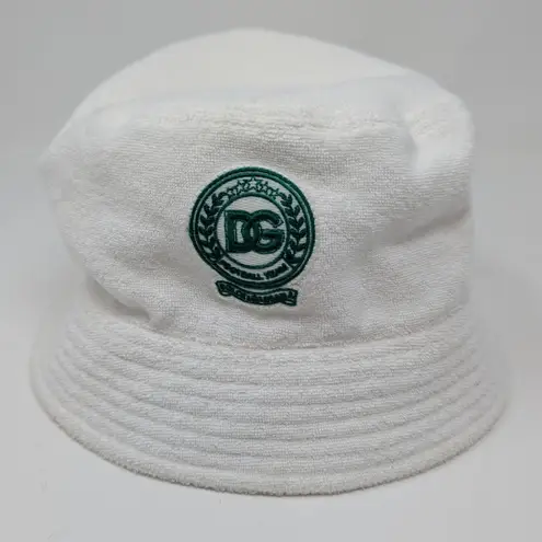 Dolce & Gabbana White Terry Cloth Bucket Hat Size 60 Made in Italy