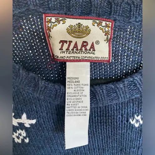 Vintage Snowman Sweater Pullover Christmas Holiday Parisian Scandi Boho Tiara In Blue Size M