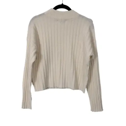 Madewell  Wool Blend Levi Ribbed Mock Cropped Cream Sweater Size Small NWT