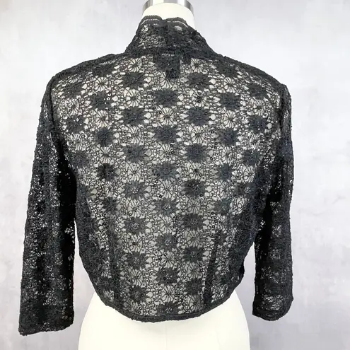 R & M Richards RM Richards Womens Lace Jacket Large Black Sequin Glam Party Formal Dressy Luxe