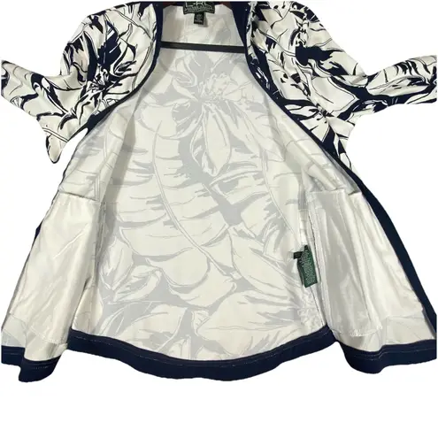 Lauren Ralph Lauren Full Zip Knit Jacket Large Women Palm Print Country Club