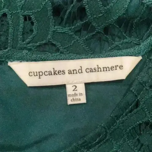⭐️ Cupcakes & Cashmere forest green Spence lace long sleeve dress in size 2 Blue