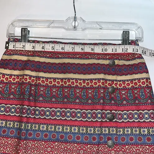 Vintage Paisley Floral Colorful Patterned Women's Wrap Maxi Skirt Size 10