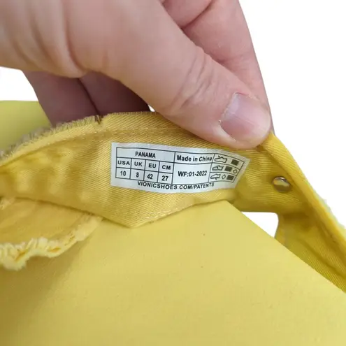 Vionic Panama Beach Malibu Yellow Fabric Crisscross Slide Sandals Women's US 10