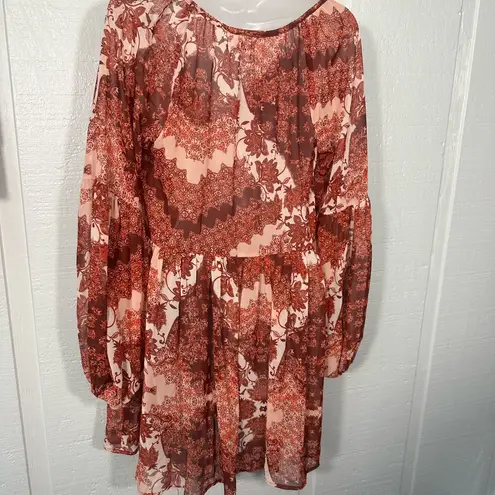 Show Me Your Mumu  Red and Pink Floral Tunic Dress Size Small EUC