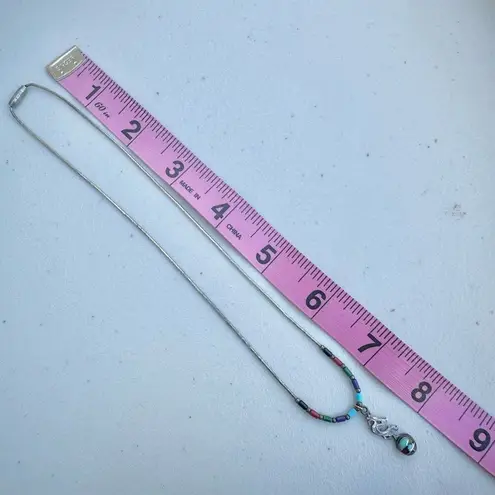 Sterling Silver Southwest Turquoise and other Stones Inlayed Kokopelli Pendant Nec