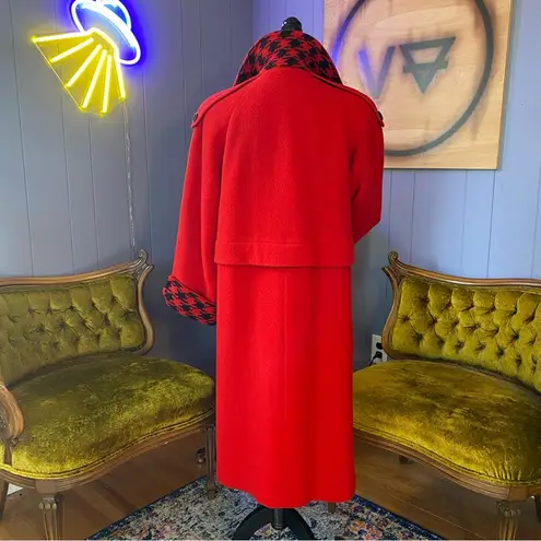Vintage 1970s Wacs Works By Ilie Wacs Red and Black Houndstooth Wool Coat Size undefined