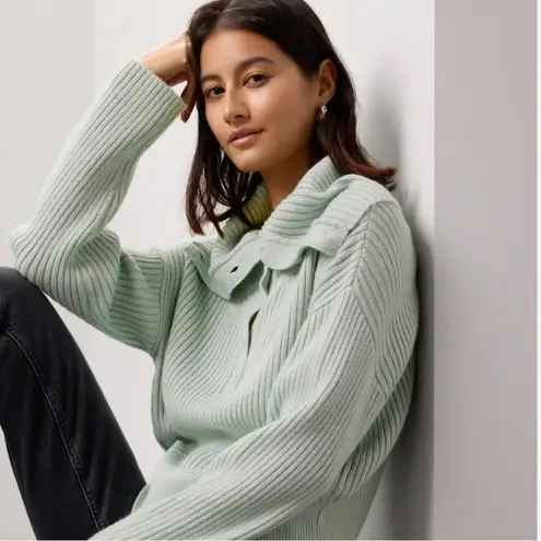 Marissa Webb Wool Blend Oversized Sage Green Convertible Neck Sweater XXL