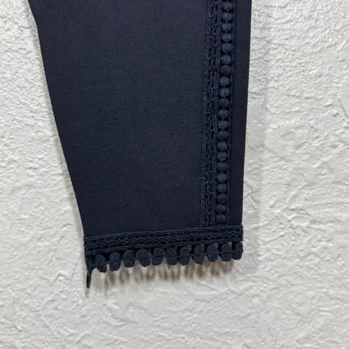 Lysse Ponte Pants Small Lace Trim Shaping Hi Rise Ankle Flat 4 Way Stretch 1510