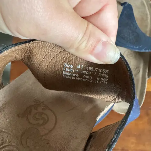 Dansko Priya Navy Leather Embossed Slip On Thong Sandal Flip Flop Women 41 Beach