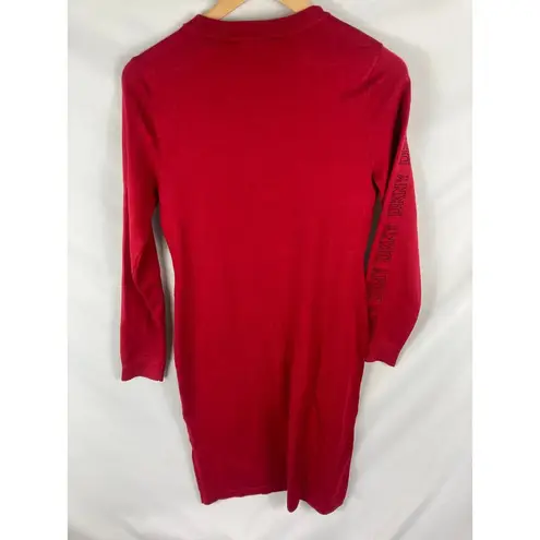 DKNY NWT  Logo Long Sleeve Knit Sweater Dress Red Size Medium