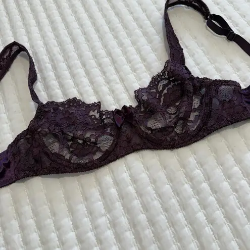 Vintage Victoria’s Secret Unlined Underwire Bra 36B Purple Lace Made In USA Size undefined