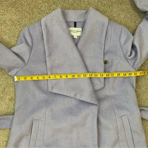 Cole Haan  Signature Wool Blend Belted Wrap Coat Lavender 14