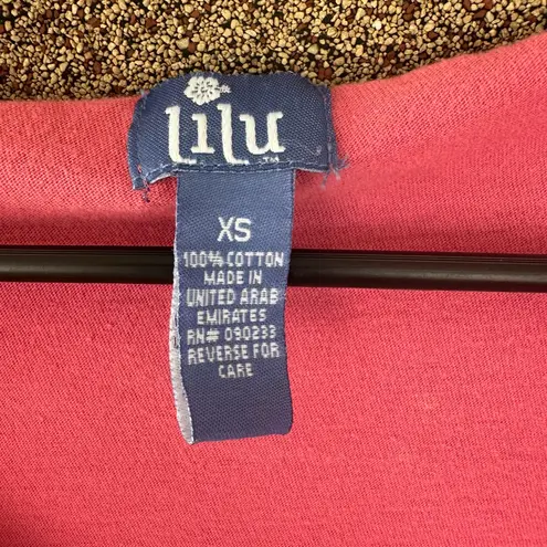 Lilu Vintage Y2K Long Sleeve V Neck Shirt 100% Cotton Size XS Pink