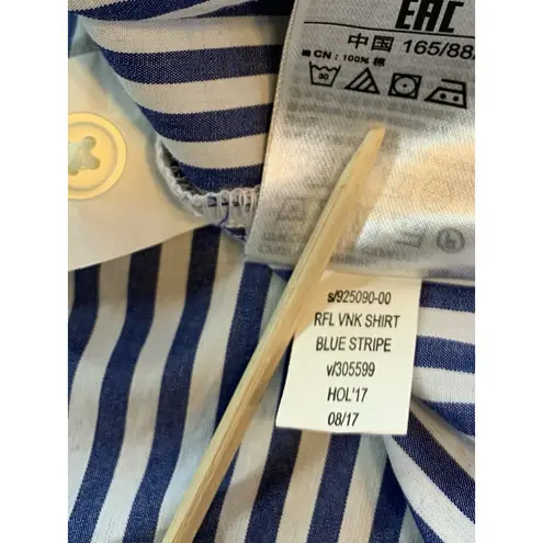 Gap  Blue‎ White Stripe Ruffle V Neck Cottage Shirt Womens Small Peasant Feminine