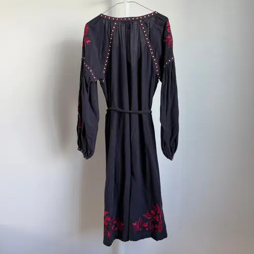 Child of the Universe Embroidered Tassel‎ Tie Waist Dress Blue Size L