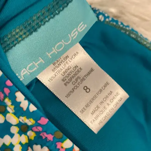 Beach House top size 8 brand new with tags color teal with white design