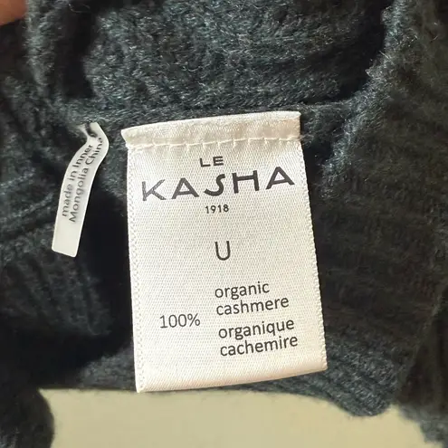 LE KASHA Monaco Cashmere Cropped Ribbed Button Cardigan Green One Size Size undefined