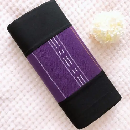 African Print Clutch Bag Kente Black & Purple Hand